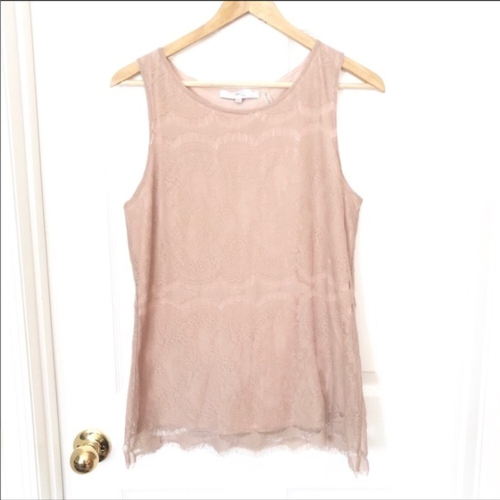 Lace Overlay Sleeveless Top Sz L